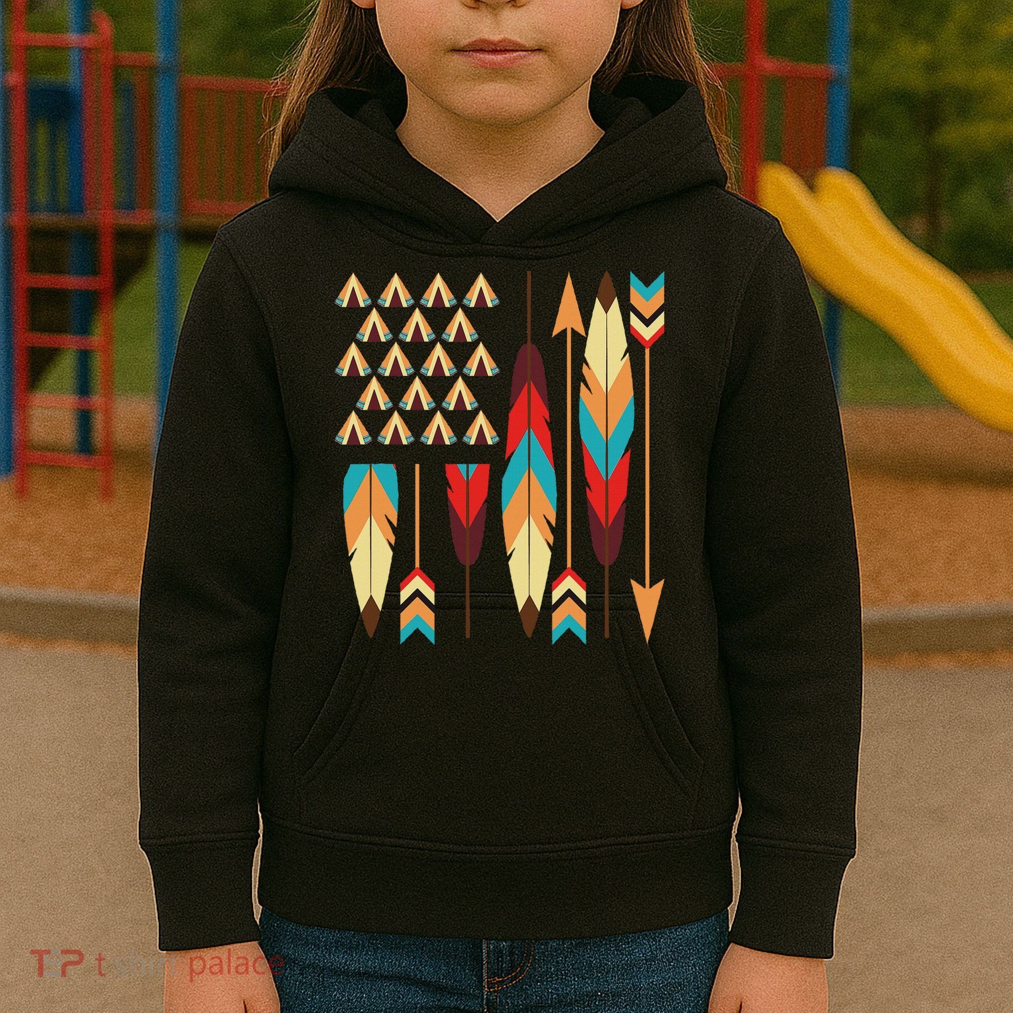 Native American Pride Usa Flag Kids Hoodie