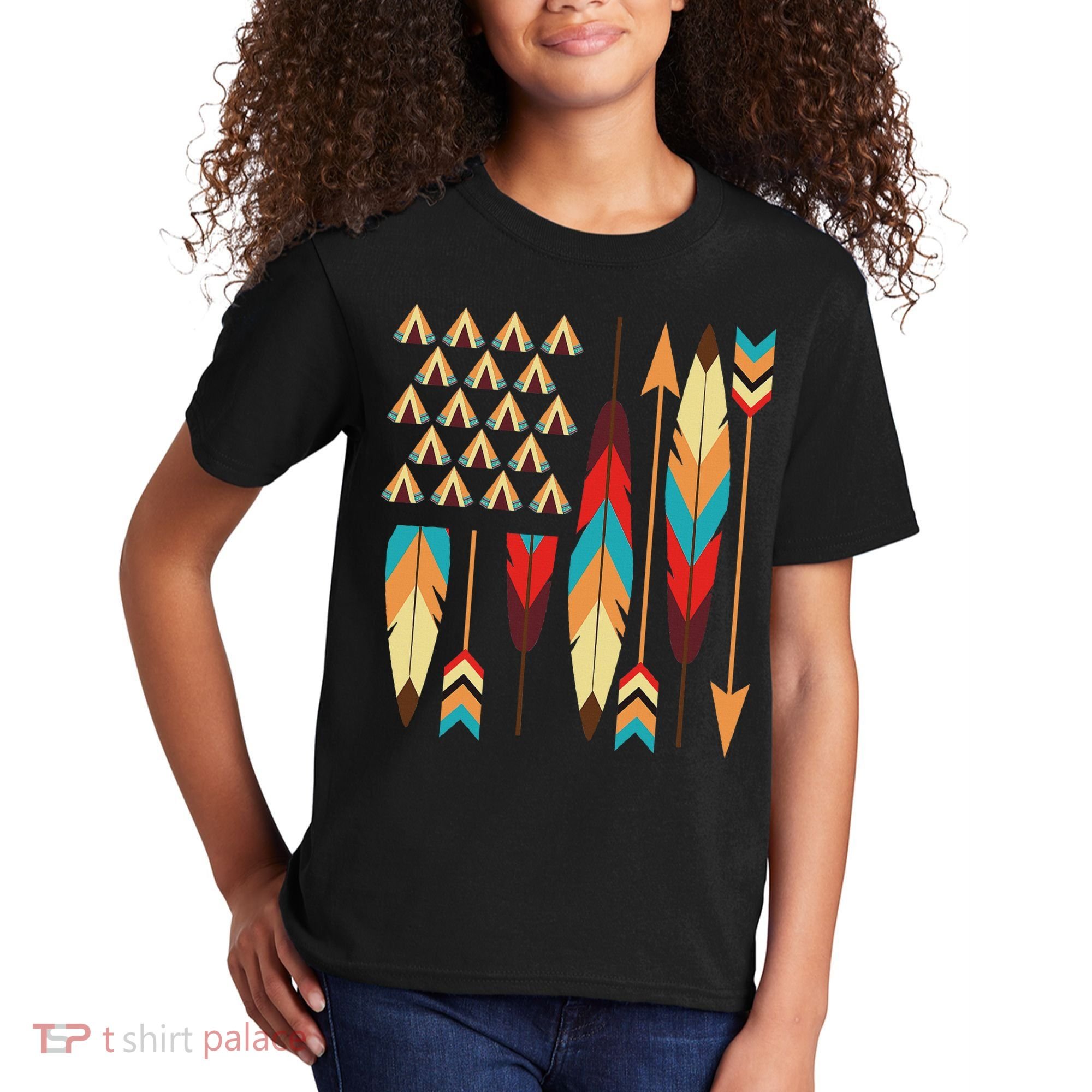 Native American Pride Usa Flag Kids T-Shirt