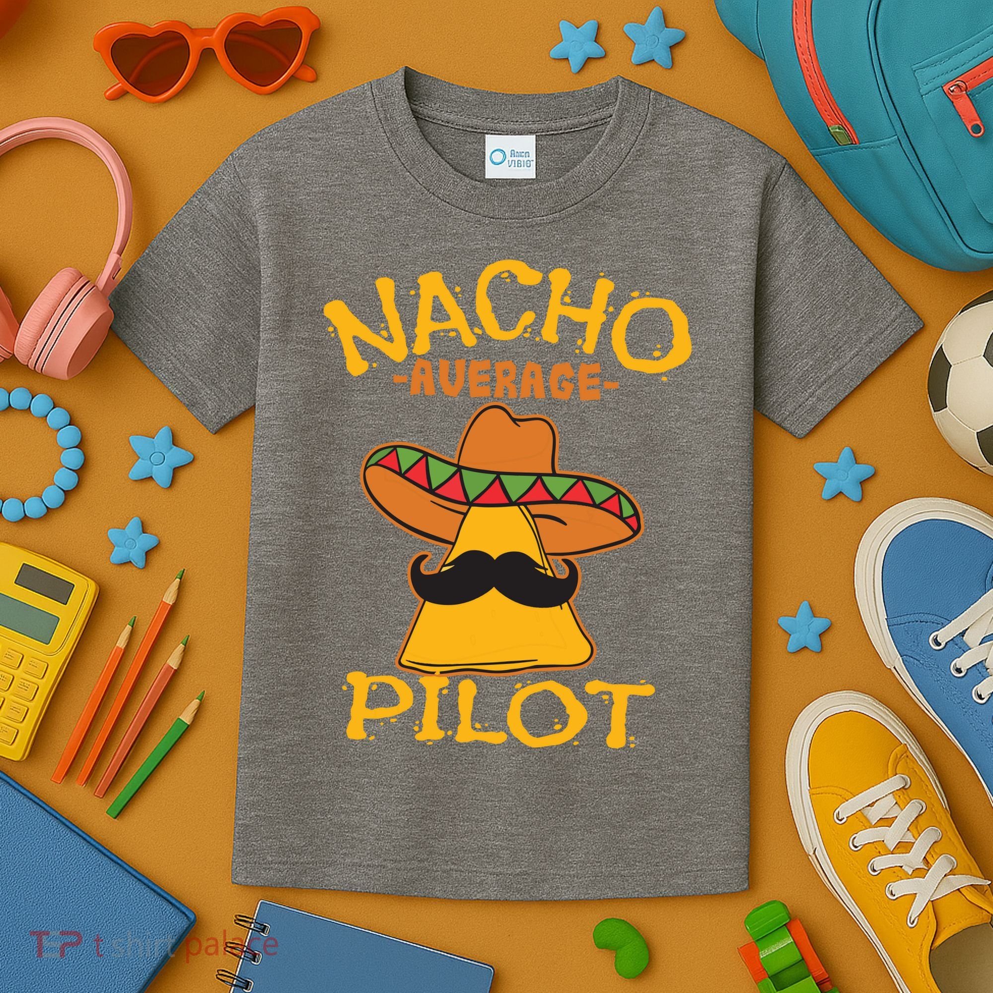 Nacho Average Pilot Aviator Flight Captain Cinco De Mayo Kids T-Shirt