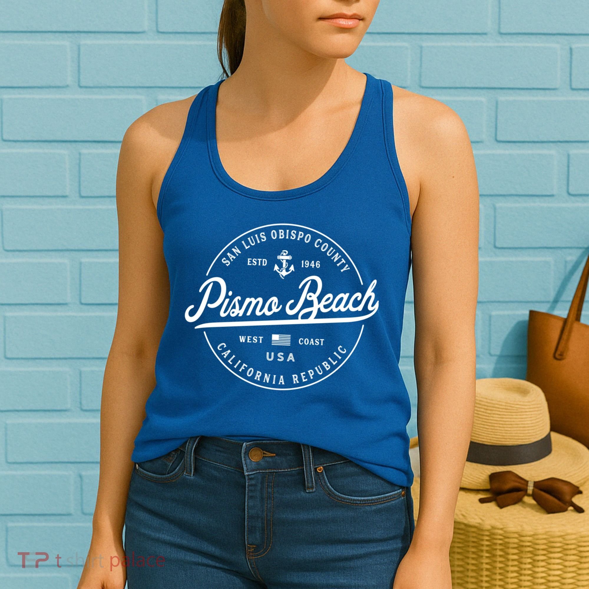 Nautical Anchor Pismo Beach California Travel Vacation Gift Women's Tank Top