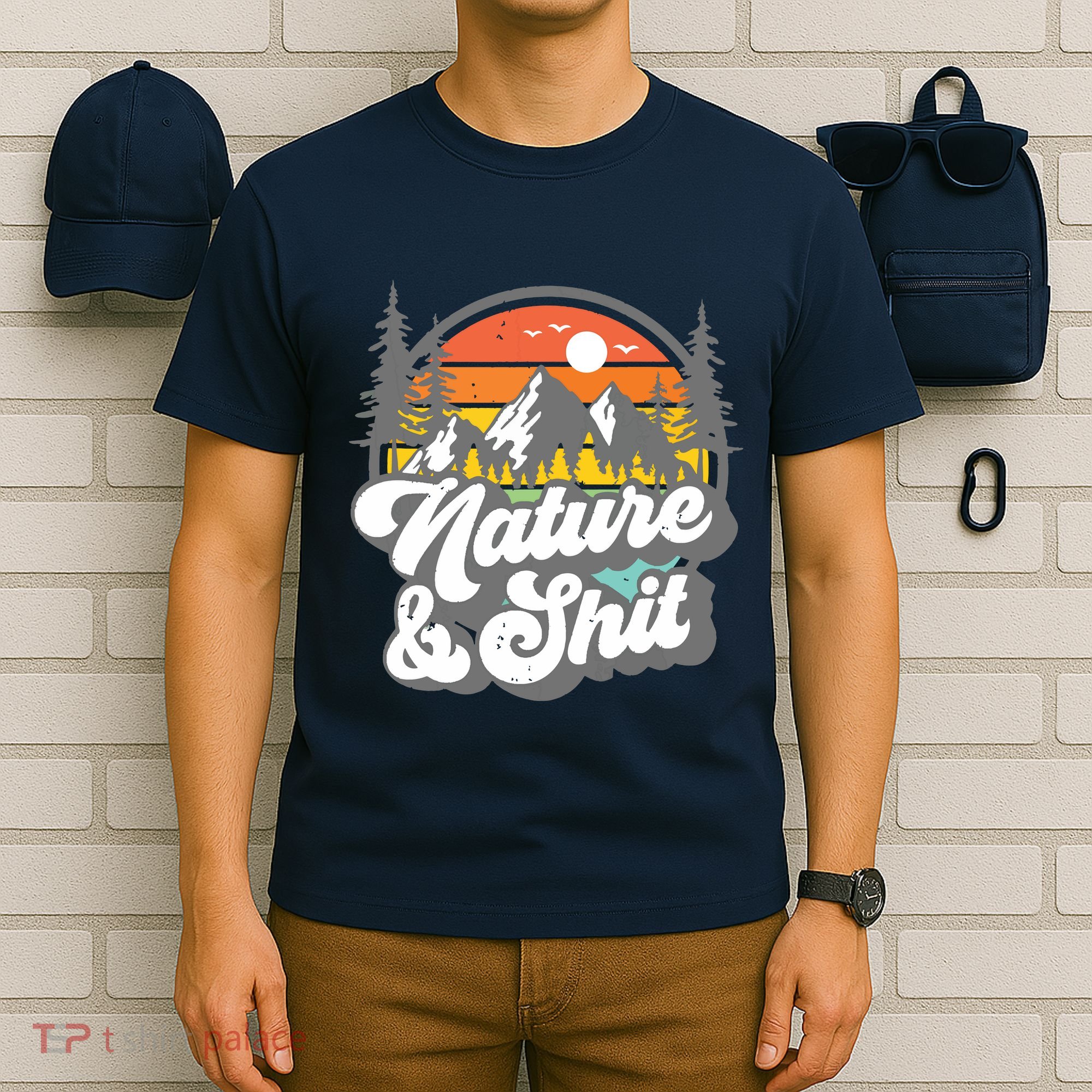 Nature And Shit Funny Hiking Camping Hiker Camper Rv Gift Tank Top T-Shirt