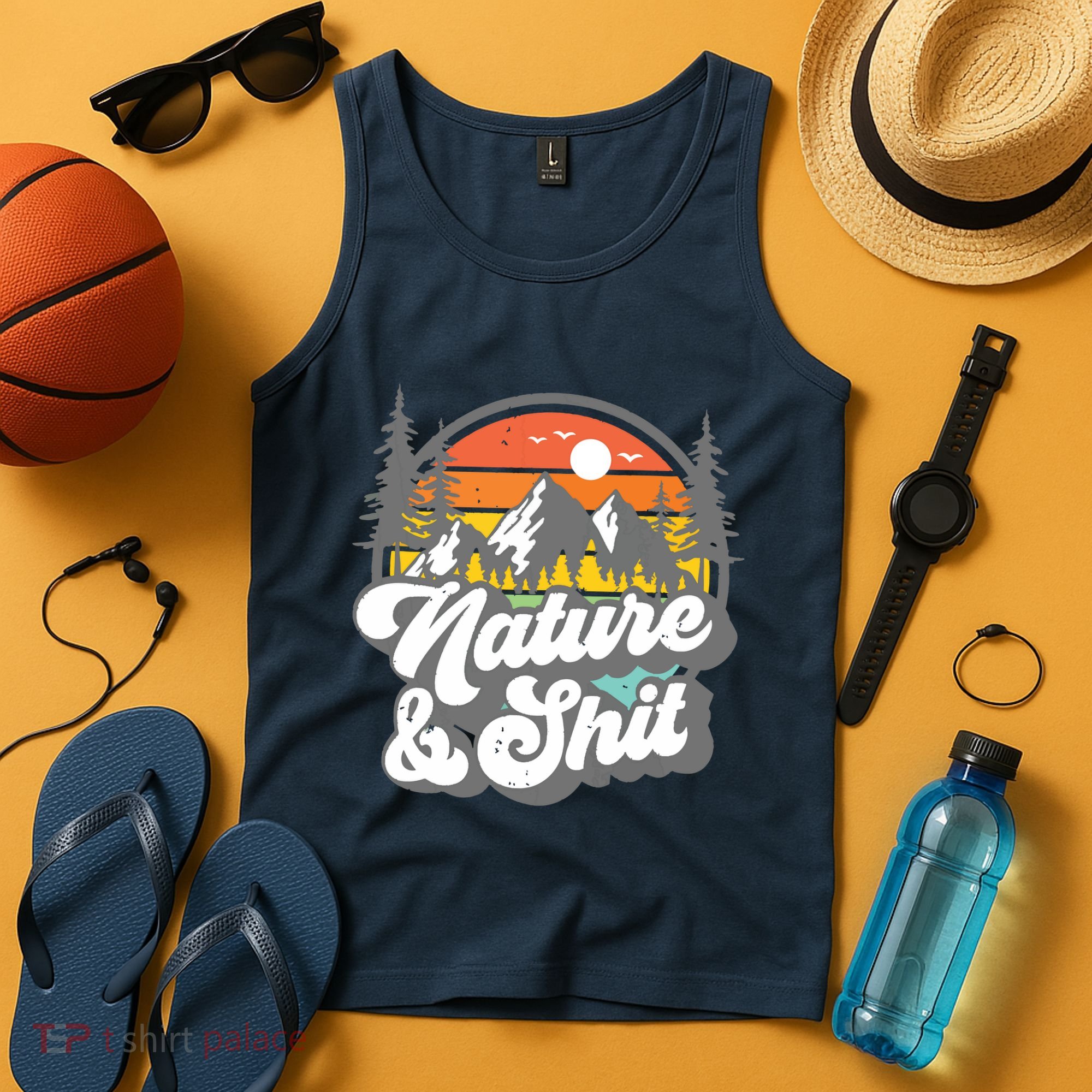 Nature And Shit Funny Hiking Camping Hiker Camper Rv Gift Tank Top Tank Top