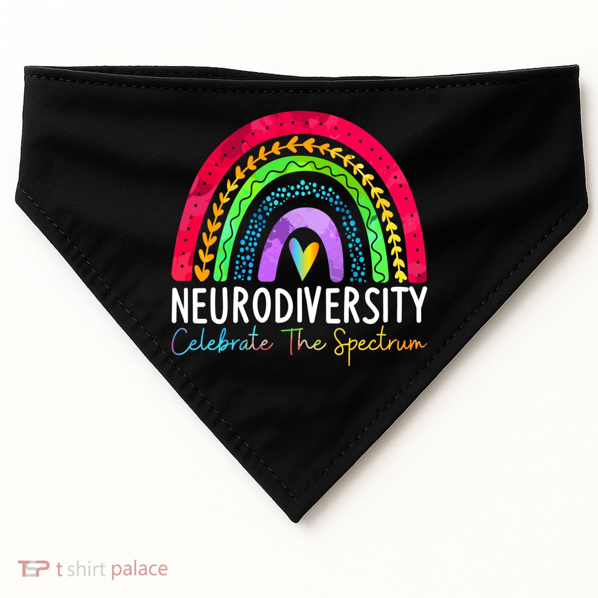 Neurodiversity Autism Spectrum ASD ADHD Rainbow Boho USA-Made Doggie Bandana