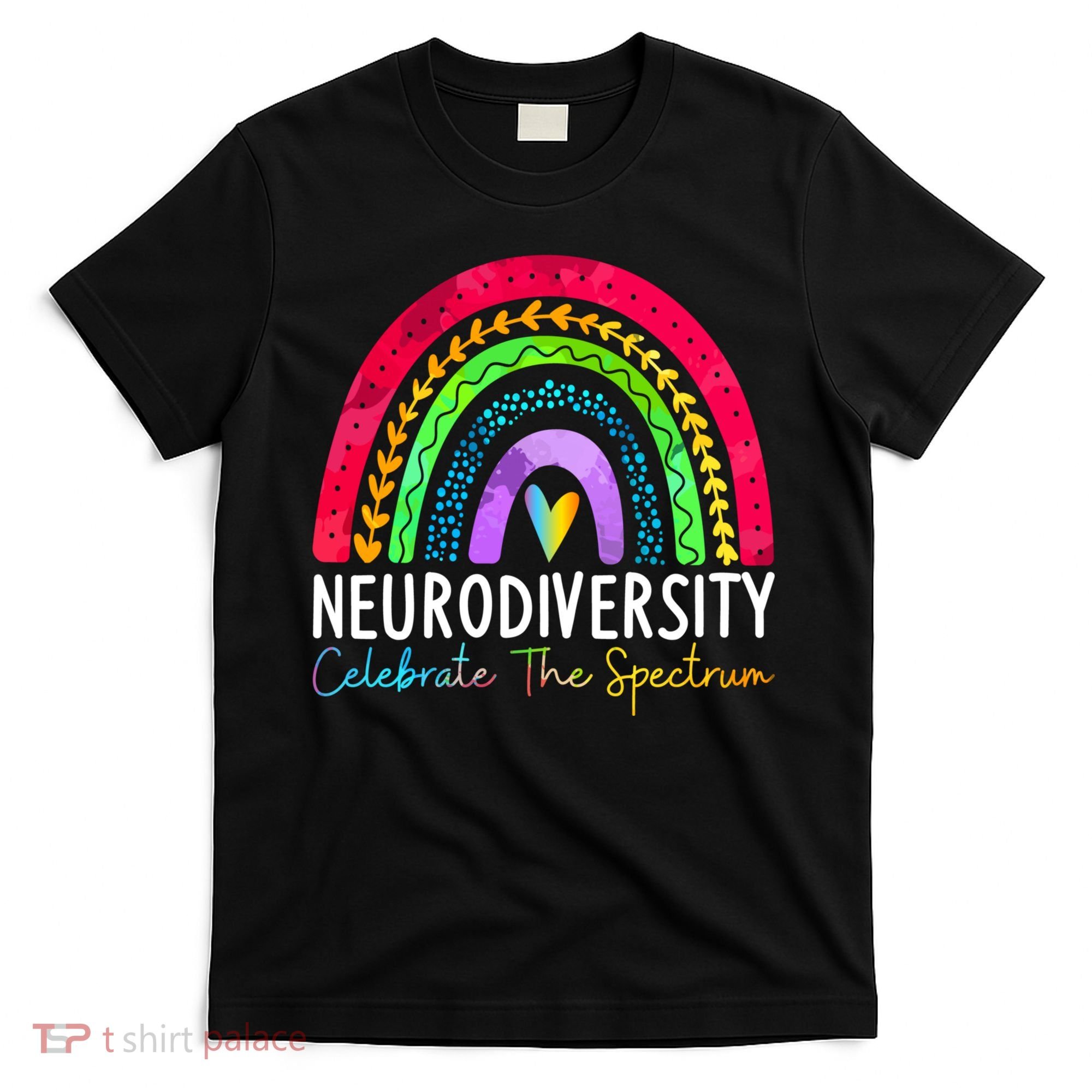 Neurodiversity Autism Spectrum ASD ADHD Rainbow Boho T-Shirt