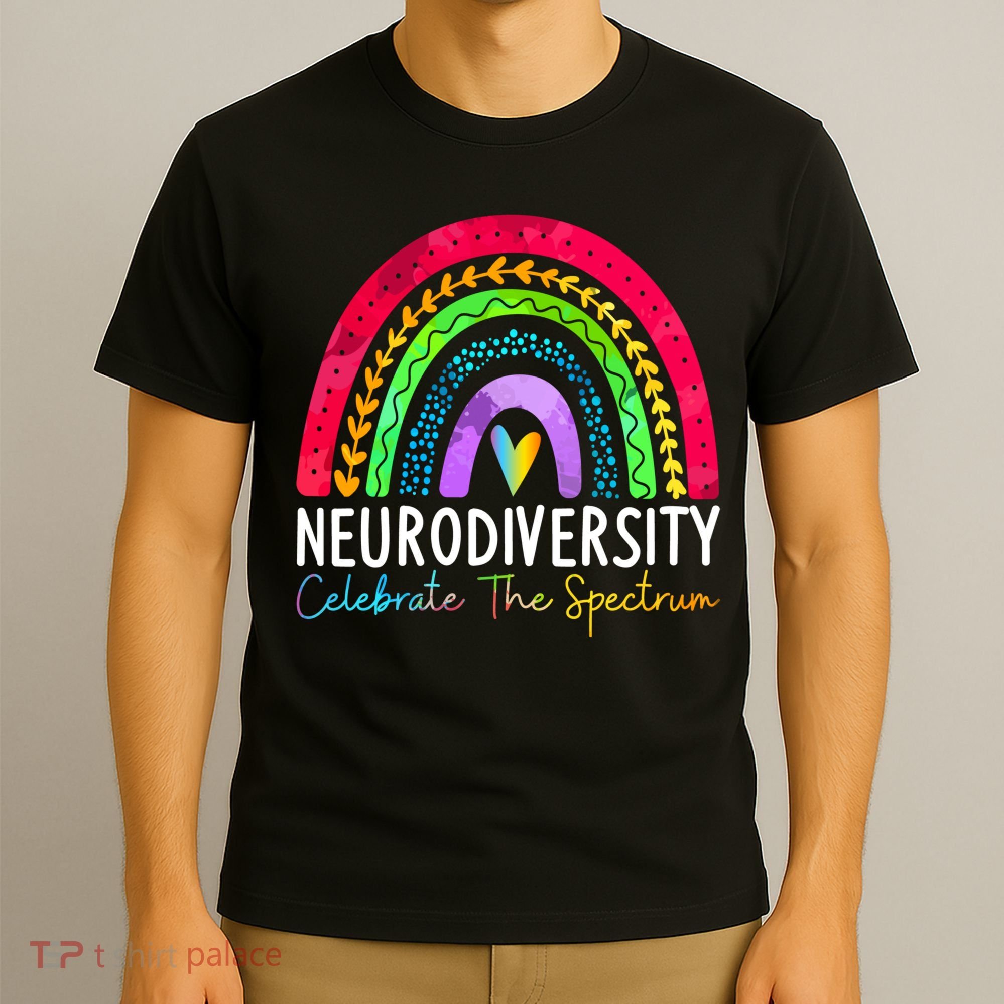 Neurodiversity Autism Spectrum ASD ADHD Rainbow Boho T-Shirt