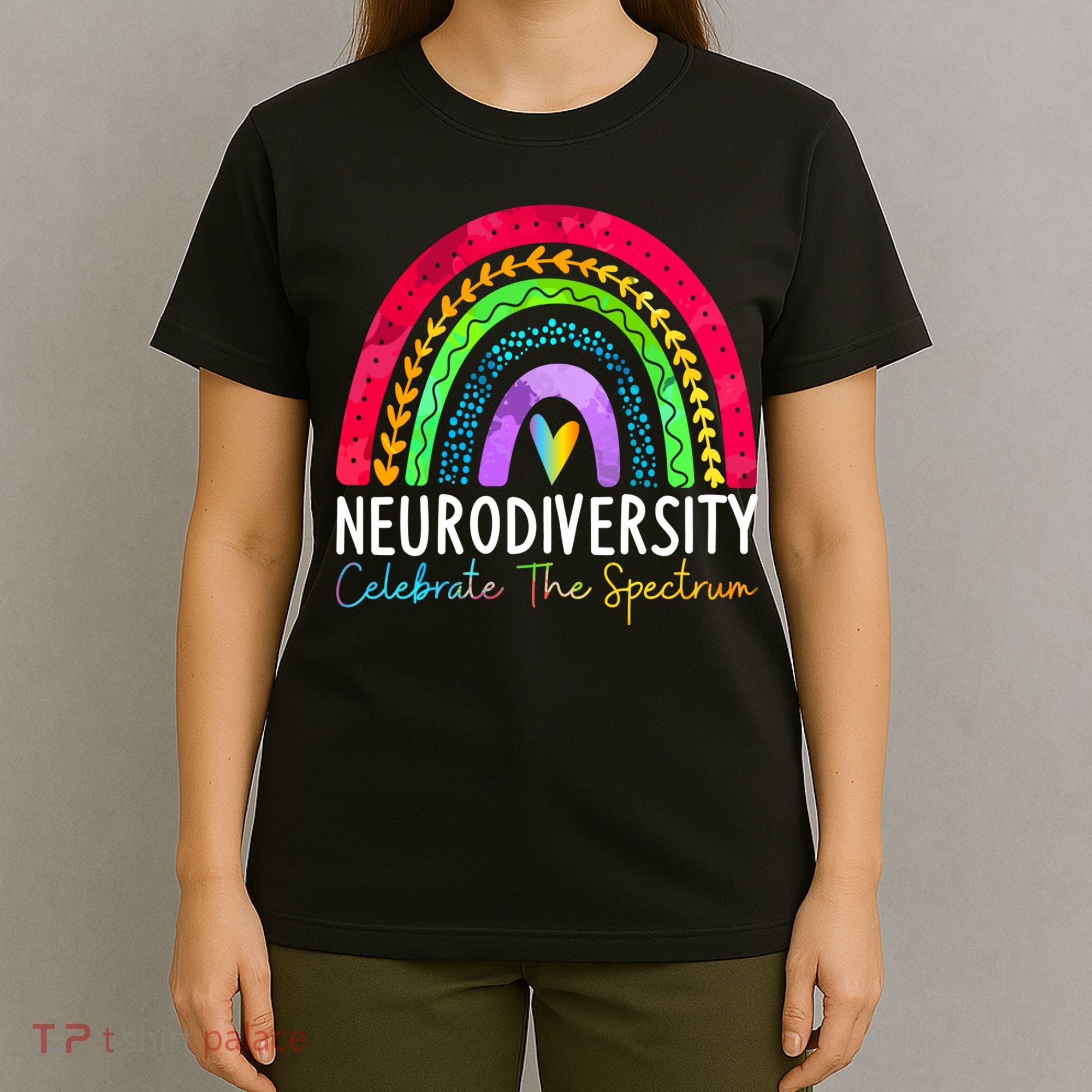 Neurodiversity Autism Spectrum ASD ADHD Rainbow Boho T-Shirt