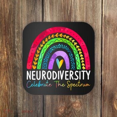 Neurodiversity Autism Spectrum ASD ADHD Rainbow Boho Coaster