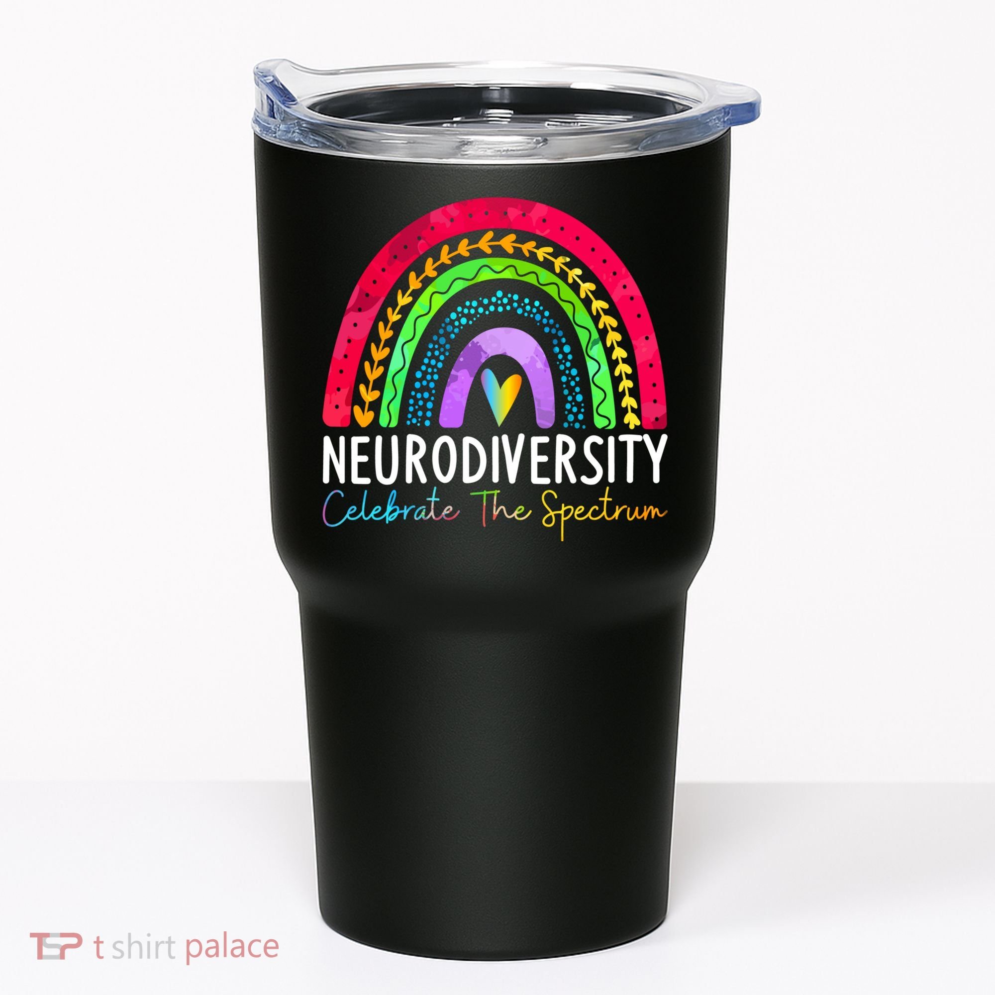 Neurodiversity Autism Spectrum ASD ADHD Rainbow Boho Tumbler