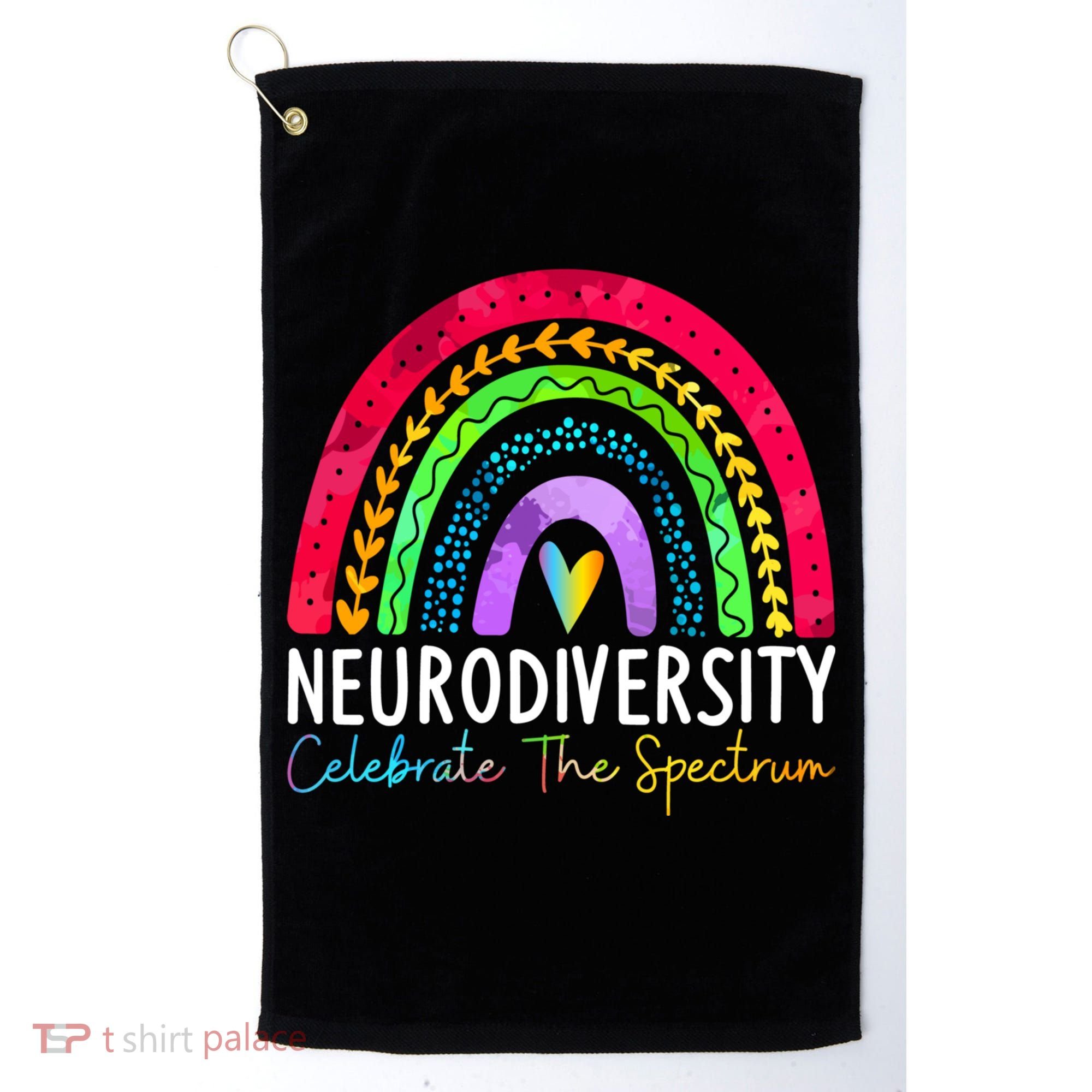 Neurodiversity Autism Spectrum ASD ADHD Rainbow Boho Golf Towel
