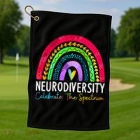 Neurodiversity Autism Spectrum ASD ADHD Rainbow Boho Golf Towel thumb 1