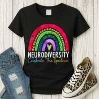 Neurodiversity Autism Spectrum ASD ADHD Rainbow Boho Women's T-Shirt thumb 3