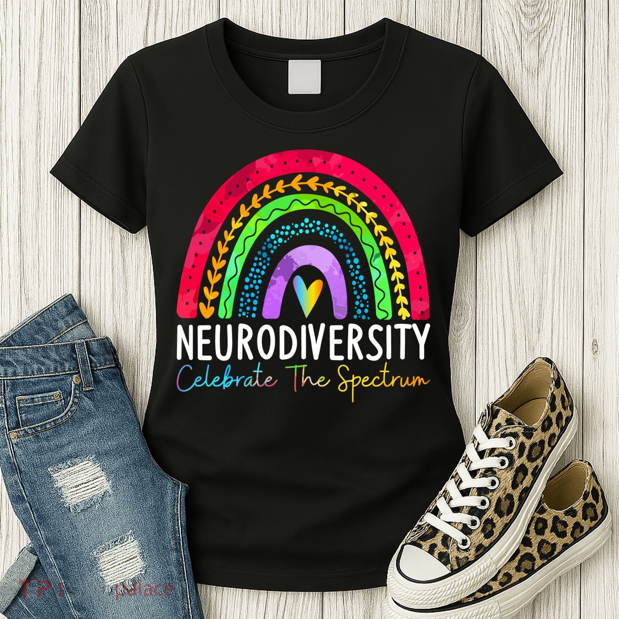 Neurodiversity Autism Spectrum ASD ADHD Rainbow Boho Women's T-Shirt