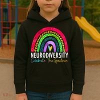 Neurodiversity Autism Spectrum ASD ADHD Rainbow Boho Kids Hoodie thumb 3