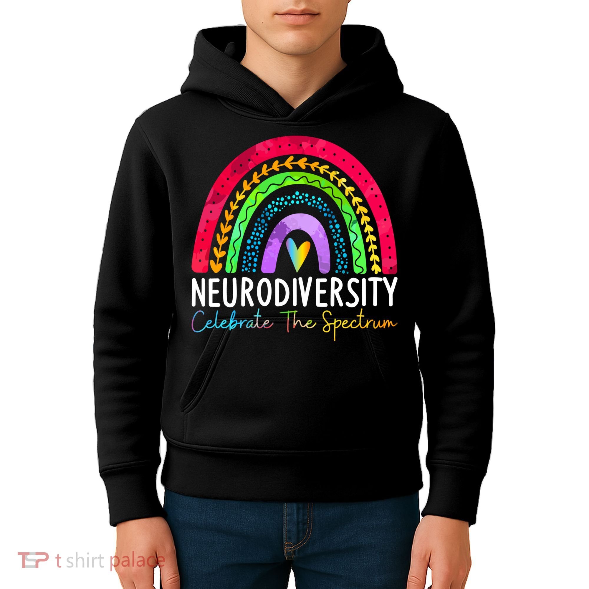Neurodiversity Autism Spectrum ASD ADHD Rainbow Boho Kids Hoodie