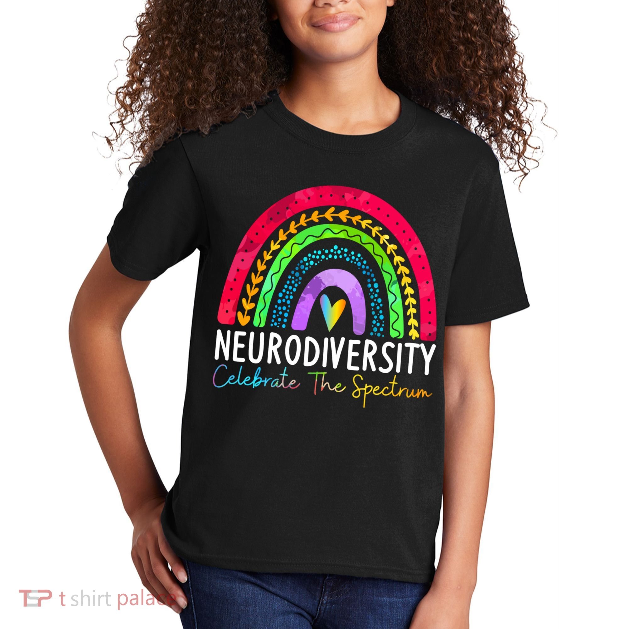 Neurodiversity Autism Spectrum ASD ADHD Rainbow Boho Kids T-Shirt