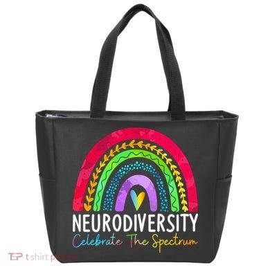 Neurodiversity Autism Spectrum ASD ADHD Rainbow Boho Tote Bag