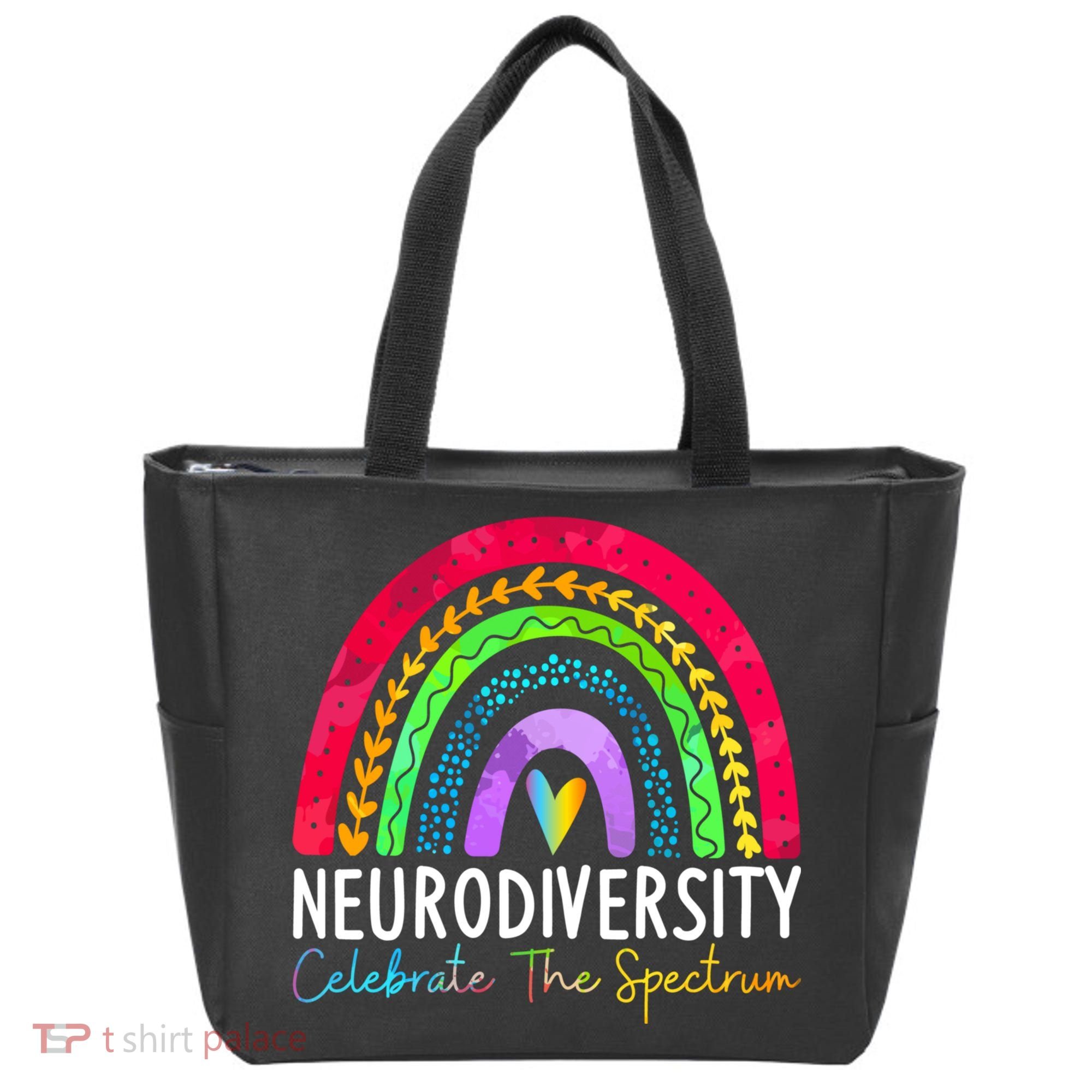 Neurodiversity Autism Spectrum ASD ADHD Rainbow Boho Tote Bag