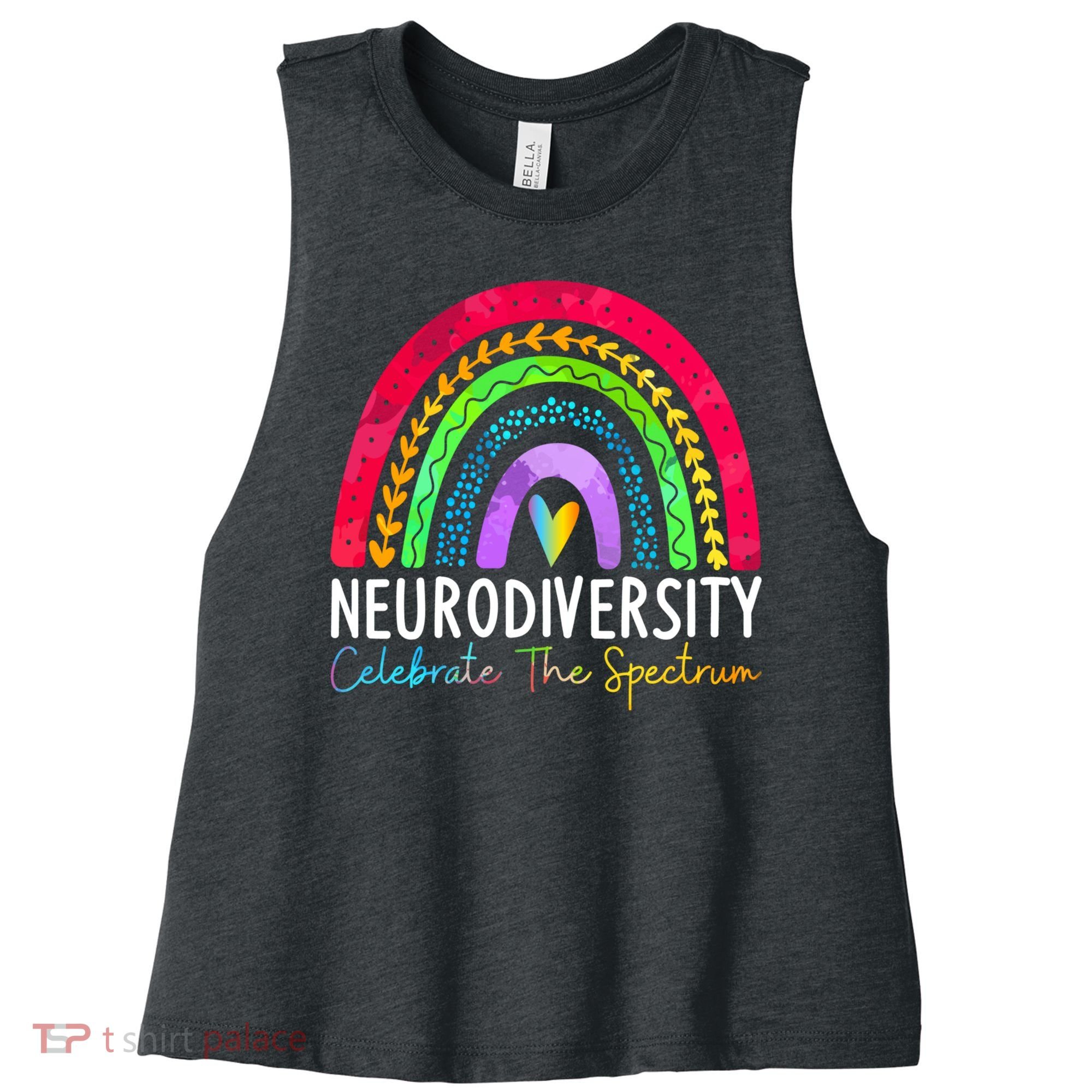 Neurodiversity Autism Spectrum ASD ADHD Rainbow Boho Women's Racerback Cropped Tank