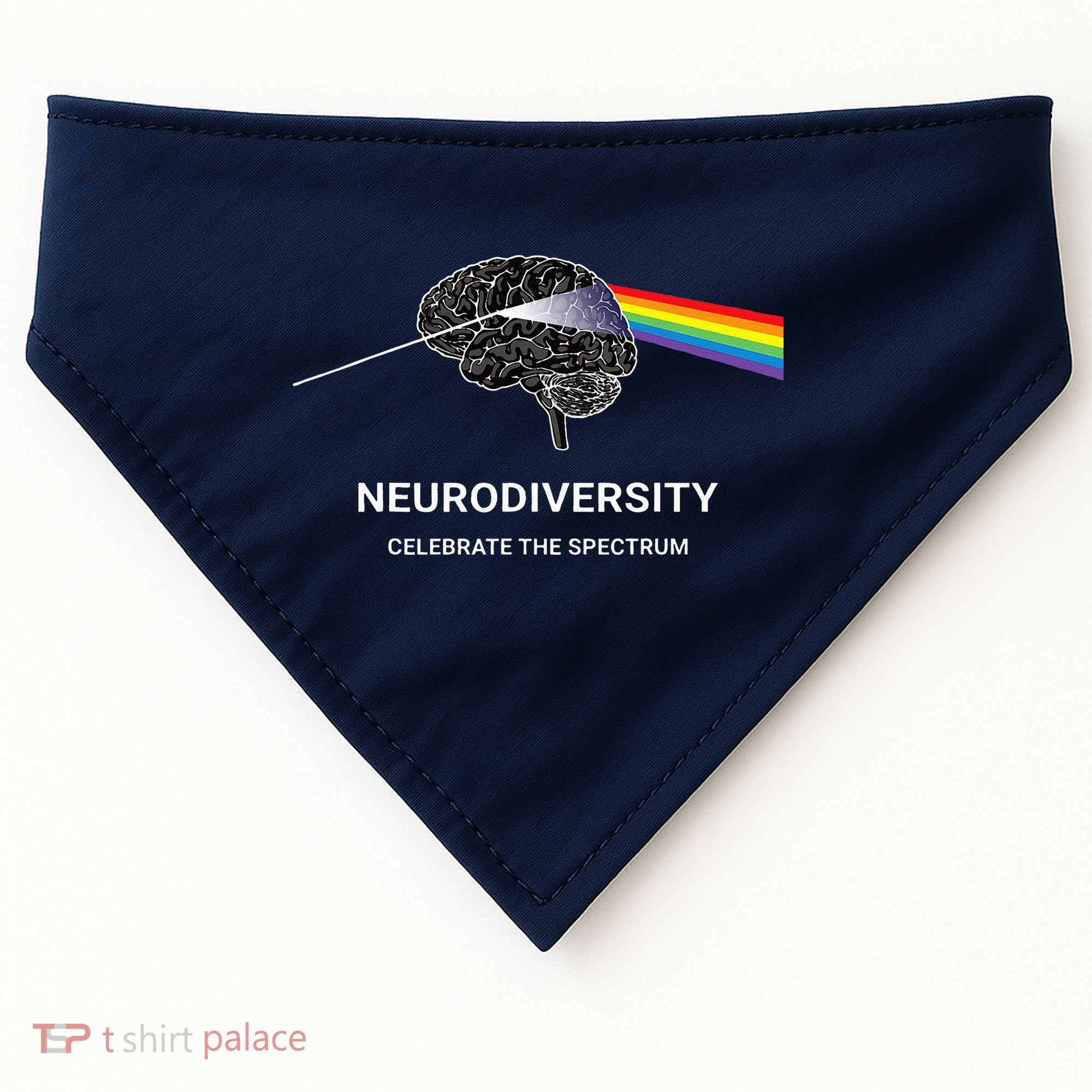 Neurodiversity Autism Spectrum ASD ADHD Rainbow Brain USA-Made Doggie Bandana