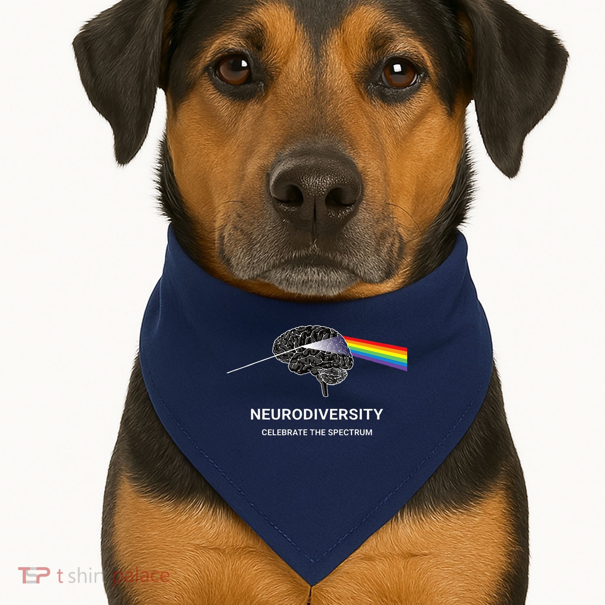 Neurodiversity Autism Spectrum ASD ADHD Rainbow Brain USA-Made Doggie Bandana