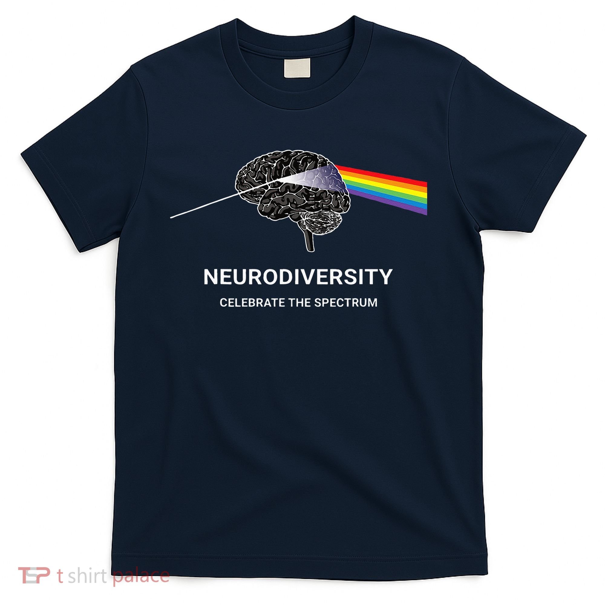 Neurodiversity Autism Spectrum ASD ADHD Rainbow Brain T-Shirt