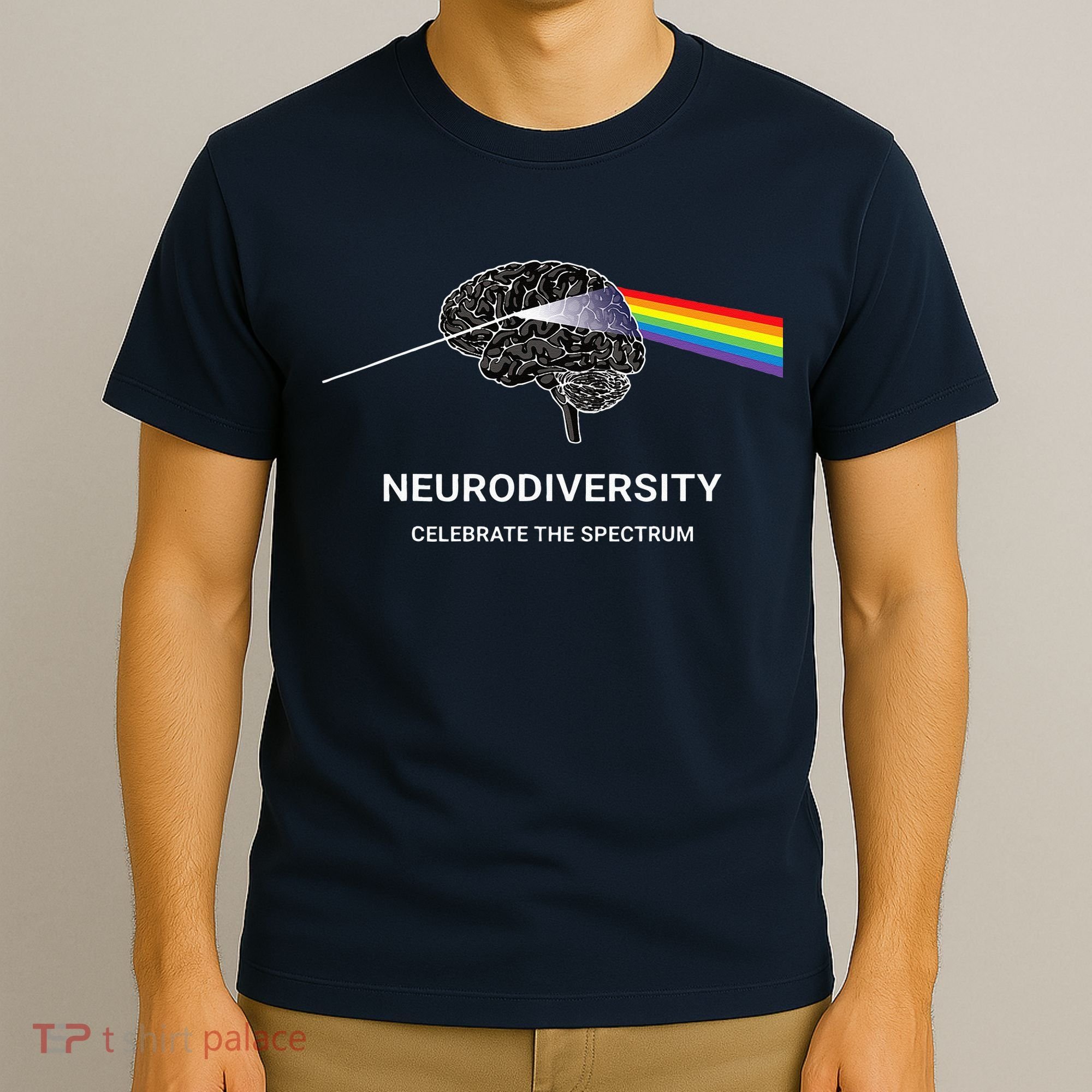 Neurodiversity Autism Spectrum ASD ADHD Rainbow Brain T-Shirt