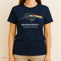Neurodiversity Autism Spectrum ASD ADHD Rainbow Brain T-Shirt thumb 4
