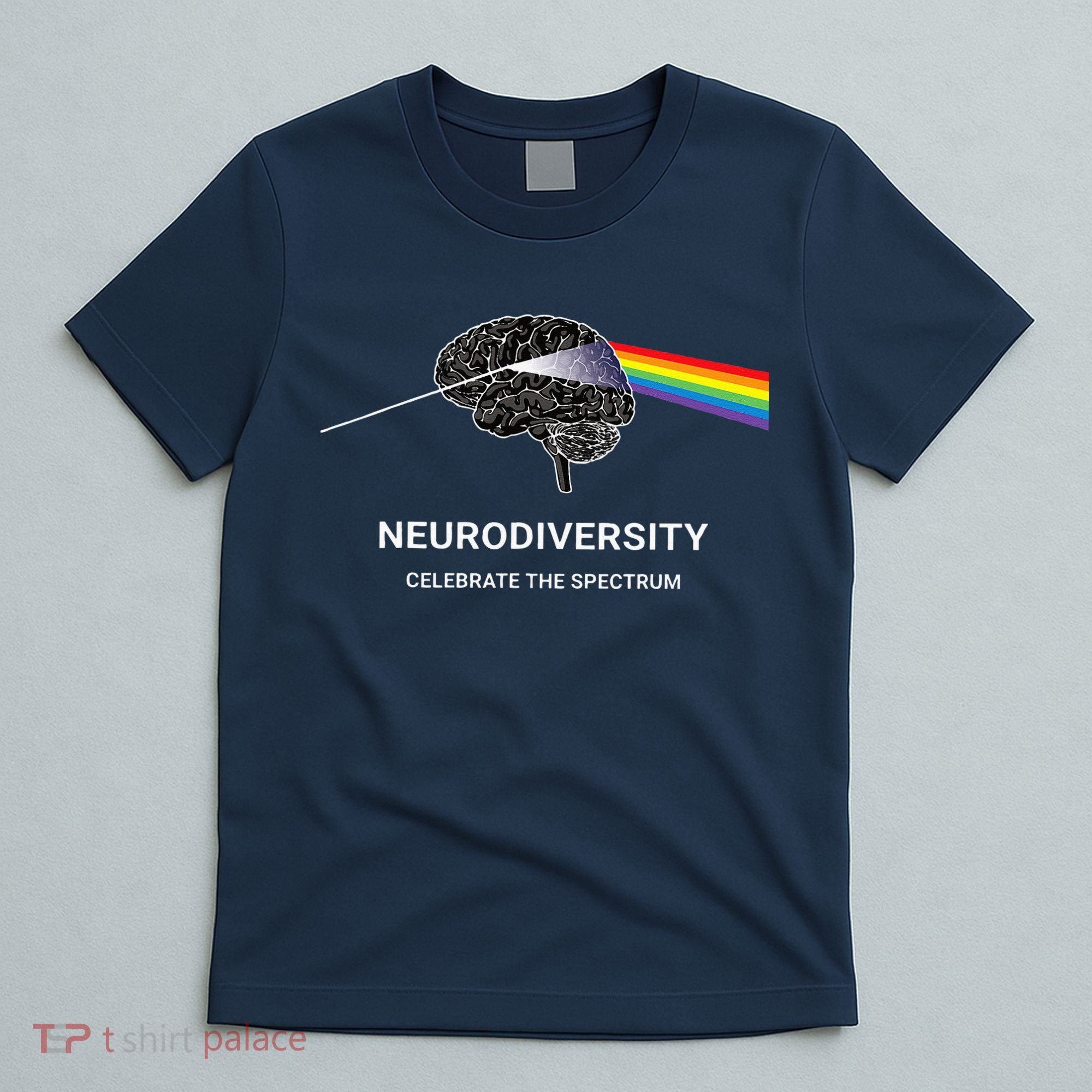 Neurodiversity Autism Spectrum ASD ADHD Rainbow Brain T-Shirt