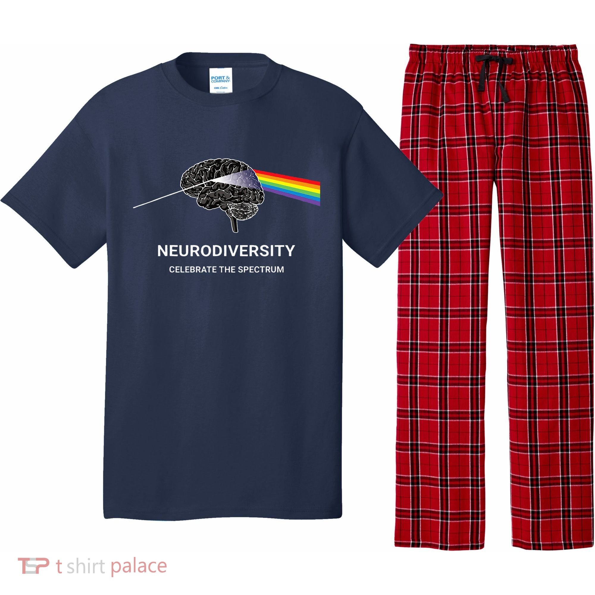 Neurodiversity Autism Spectrum ASD ADHD Rainbow Brain Pajama Set