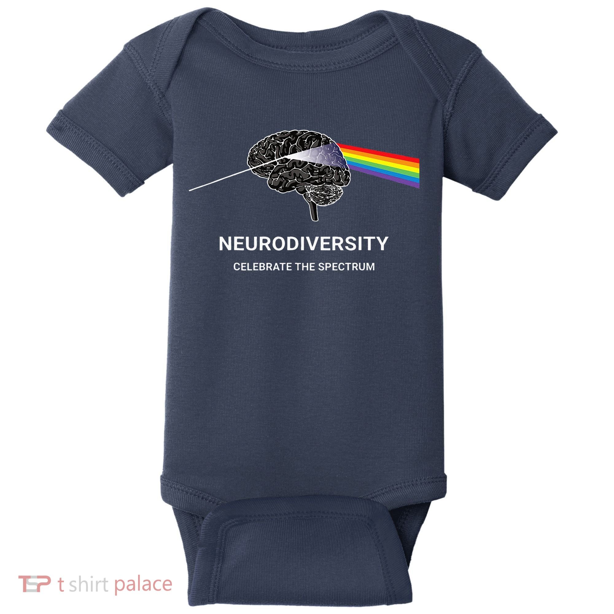 Neurodiversity Autism Spectrum ASD ADHD Rainbow Brain Baby Bodysuit
