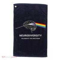 Neurodiversity Autism Spectrum ASD ADHD Rainbow Brain Golf Towel thumb 0