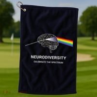 Neurodiversity Autism Spectrum ASD ADHD Rainbow Brain Golf Towel thumb 1