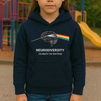 Neurodiversity Autism Spectrum ASD ADHD Rainbow Brain Kids Hoodie thumb 3