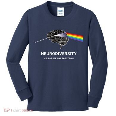 Neurodiversity Autism Spectrum ASD ADHD Rainbow Brain Kids Long Sleeve Shirt