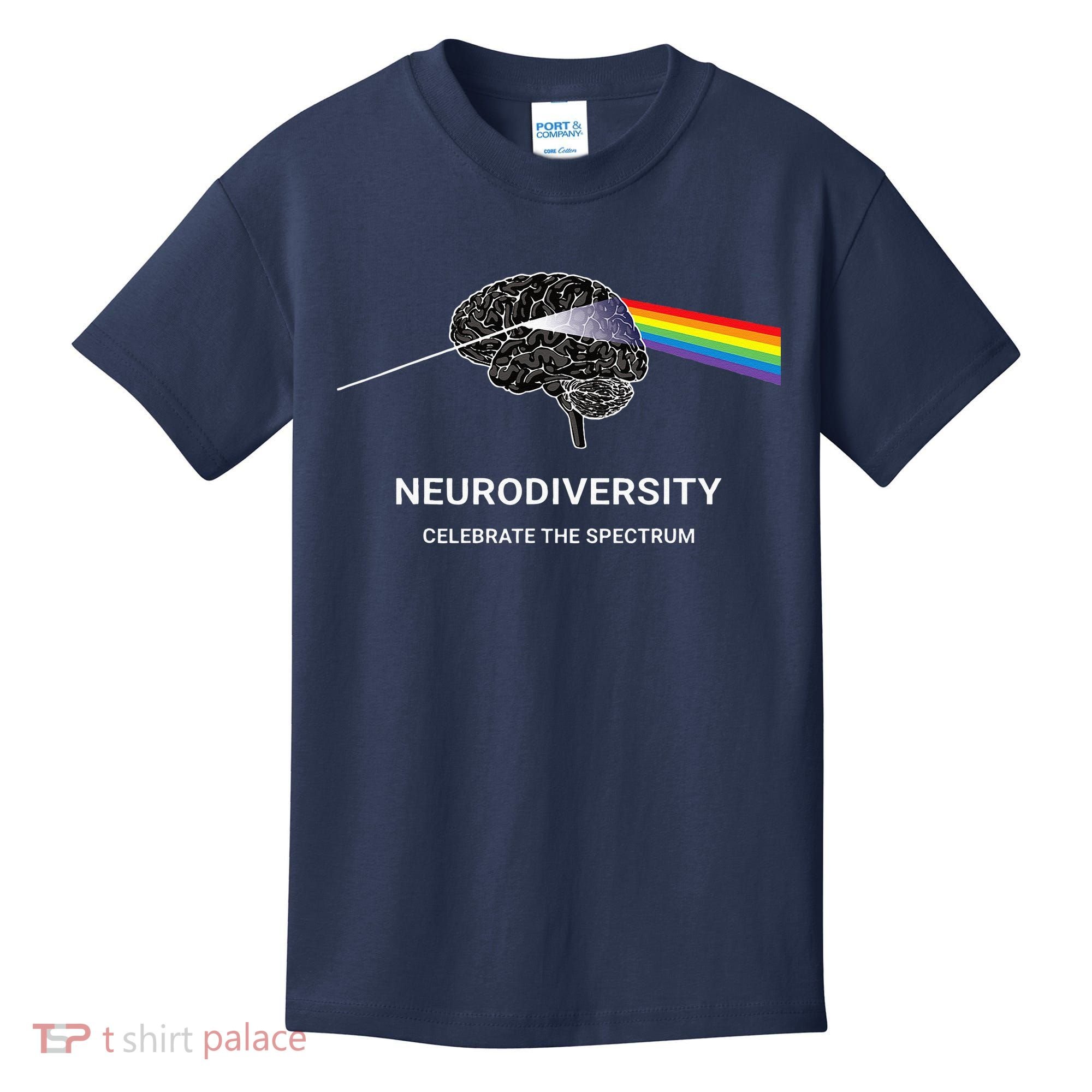 Neurodiversity Autism Spectrum ASD ADHD Rainbow Brain Kids T-Shirt