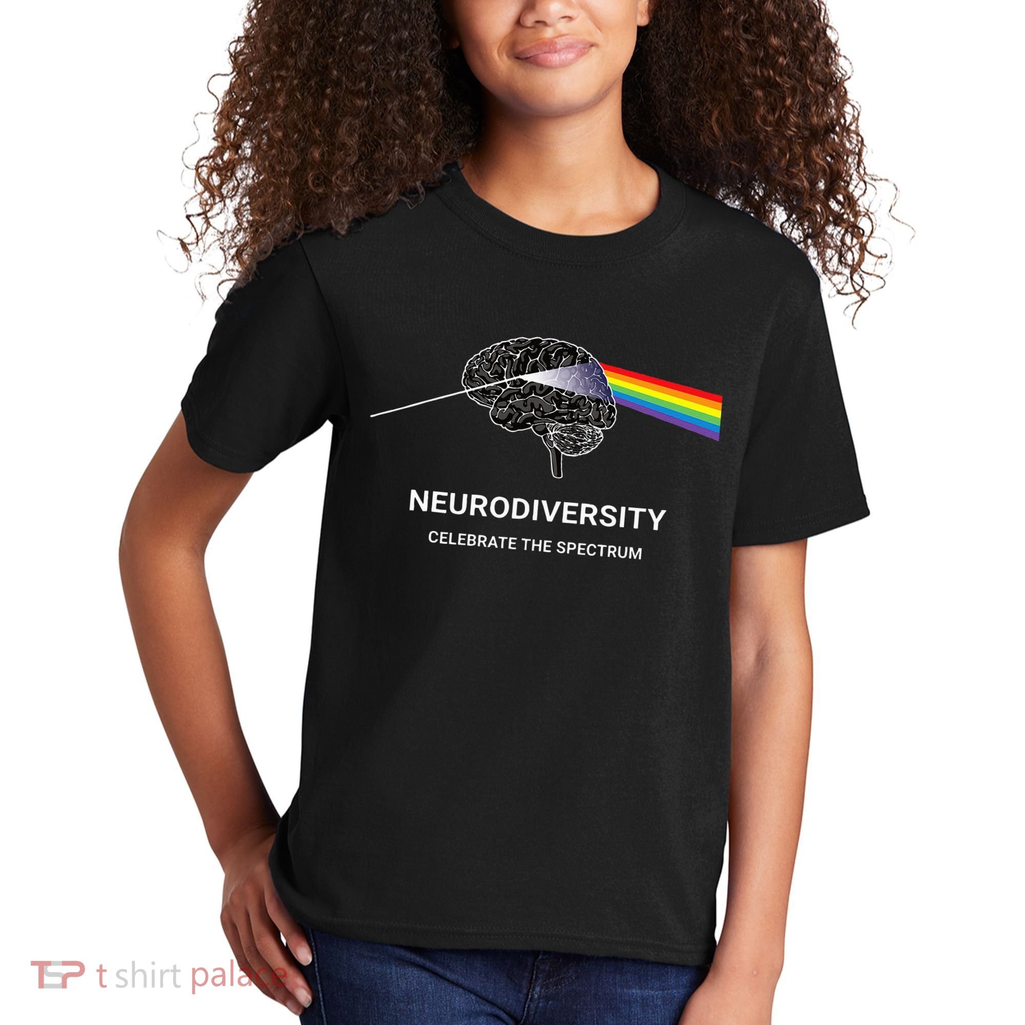 Neurodiversity Autism Spectrum ASD ADHD Rainbow Brain Kids T-Shirt