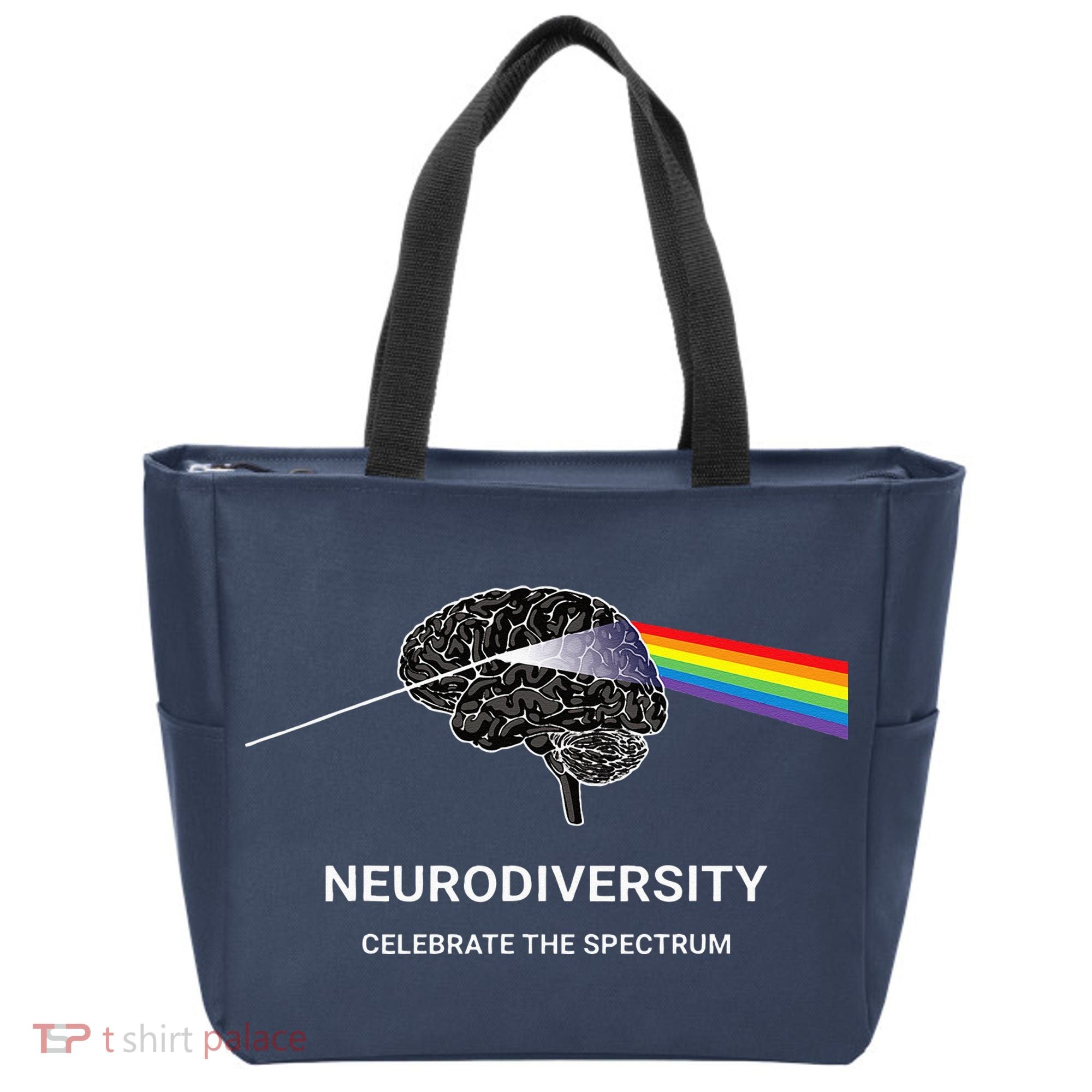 Neurodiversity Autism Spectrum ASD ADHD Rainbow Brain Tote Bag