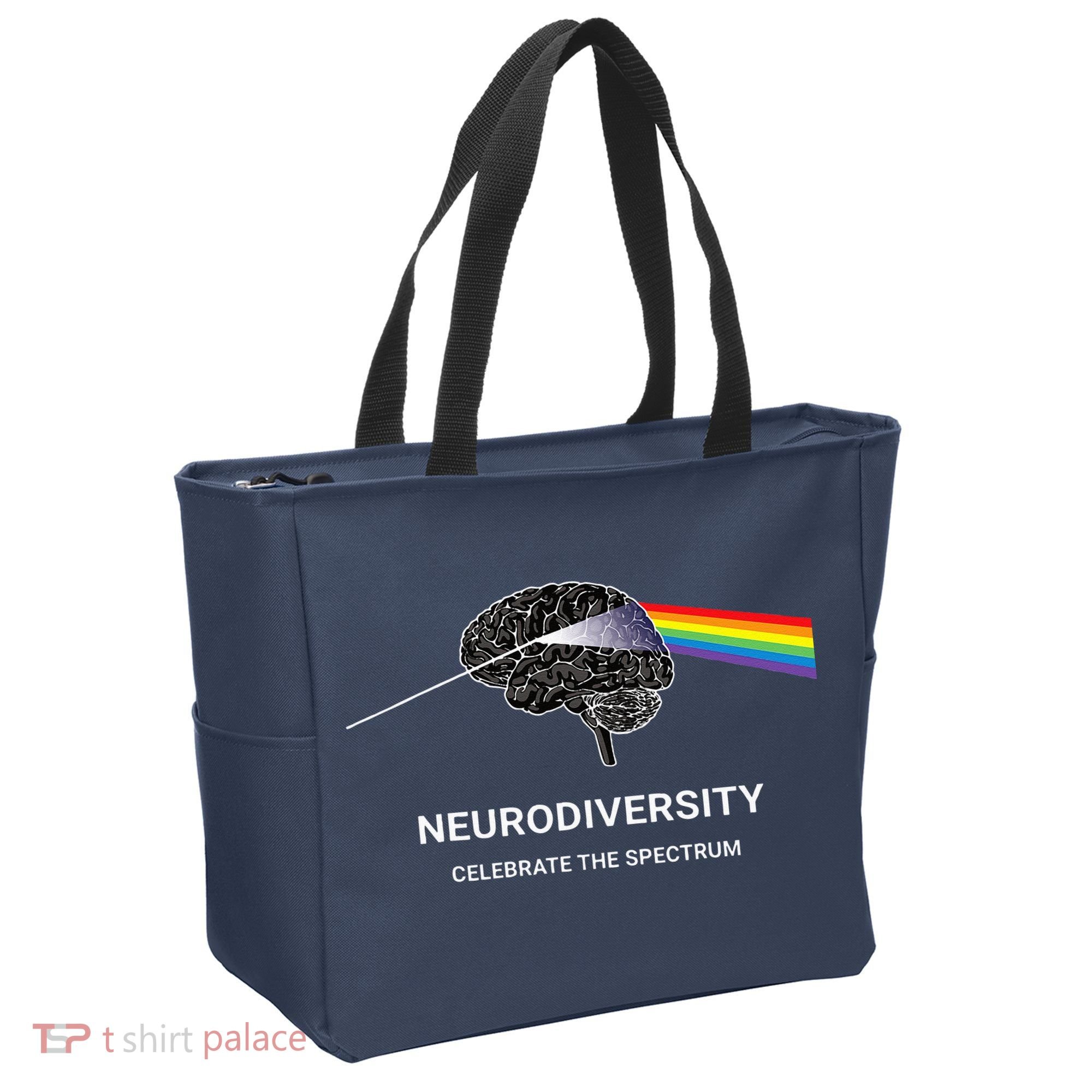 Neurodiversity Autism Spectrum ASD ADHD Rainbow Brain Tote Bag