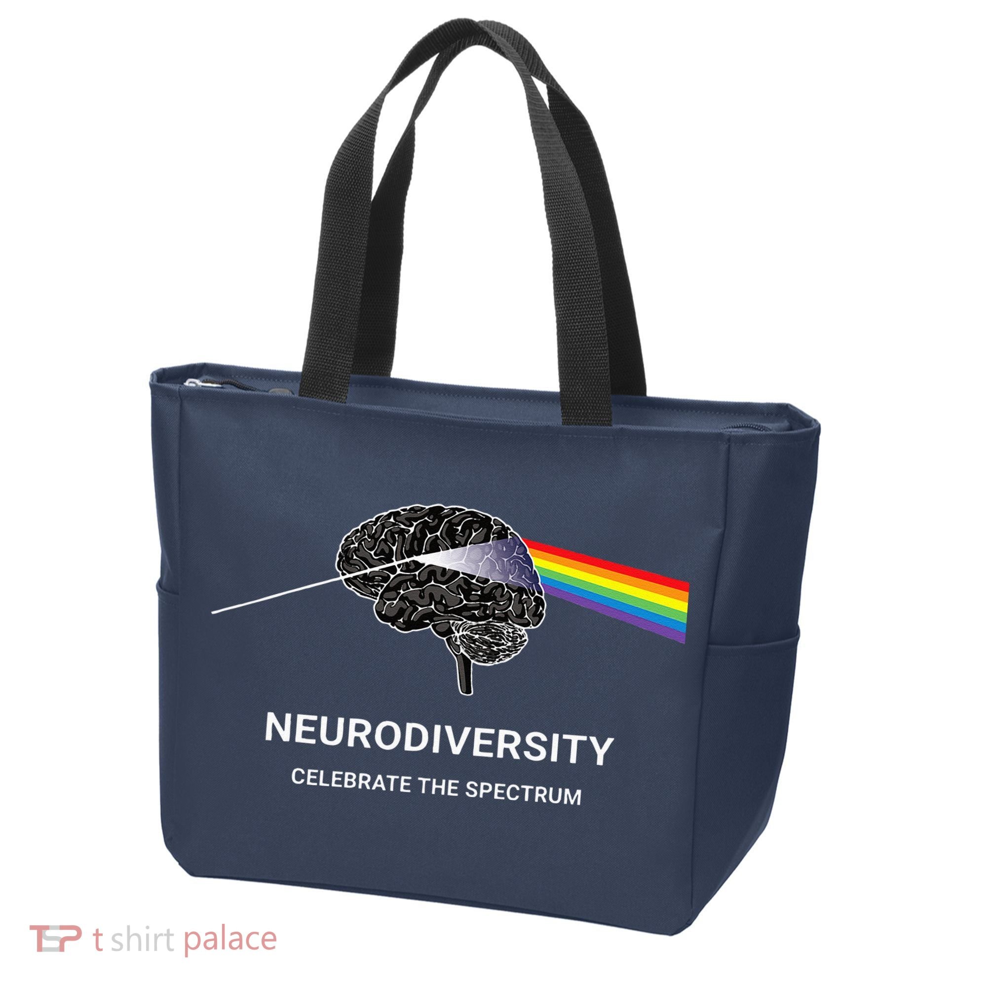 Neurodiversity Autism Spectrum ASD ADHD Rainbow Brain Tote Bag