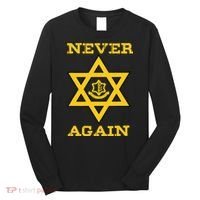 Never Again Support Israel Jewish Star Of David Idf Logo Long Sleeve Shirt thumb 0