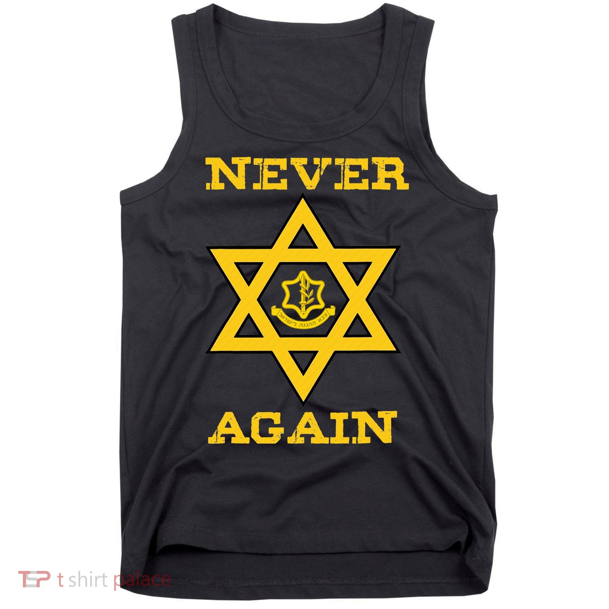 Never Again Support Israel Jewish Star Of David Idf Logo Tank Top