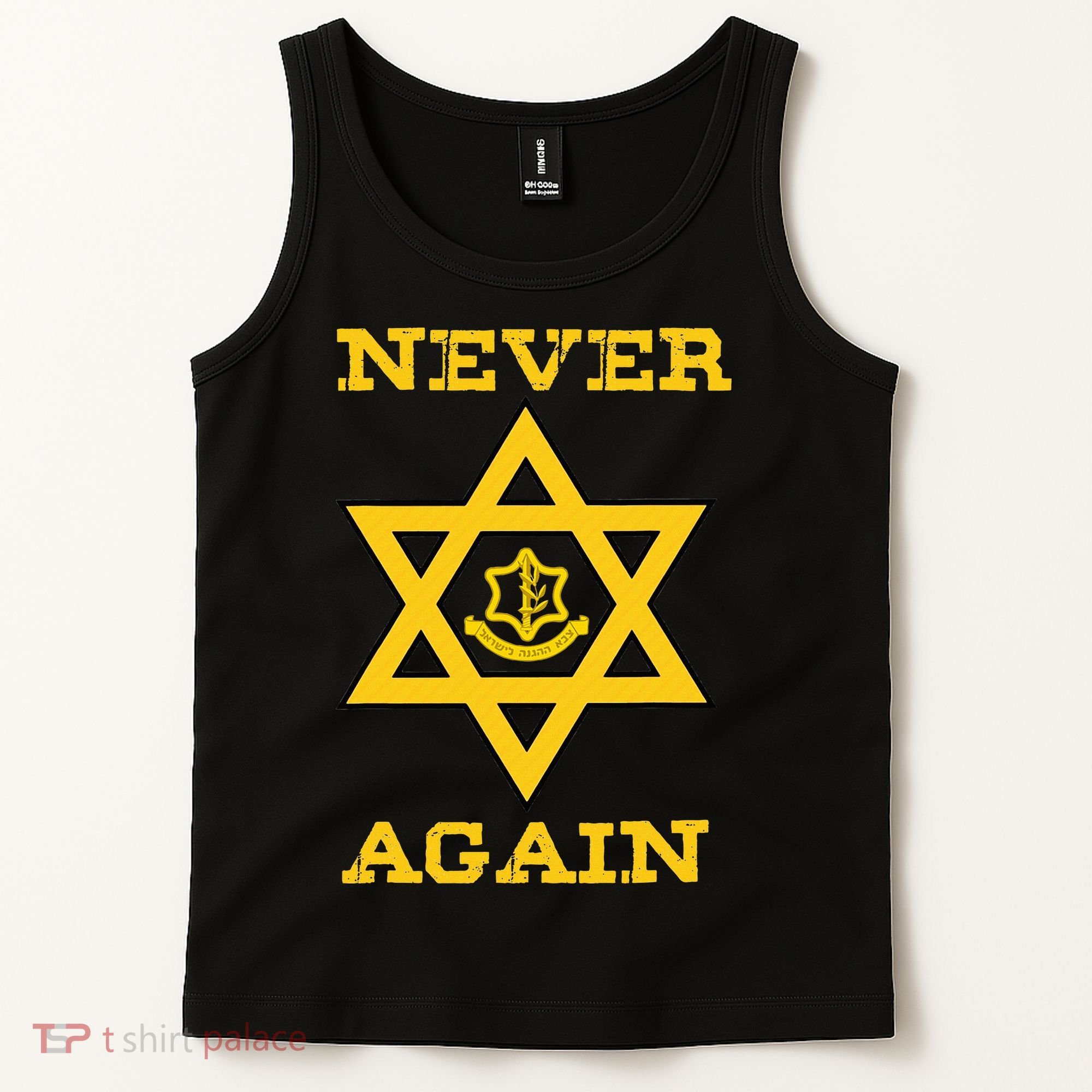 Never Again Support Israel Jewish Star Of David Idf Logo Tank Top