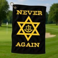 Never Again Support Israel Jewish Star Of David Idf Logo Golf Towel thumb 1
