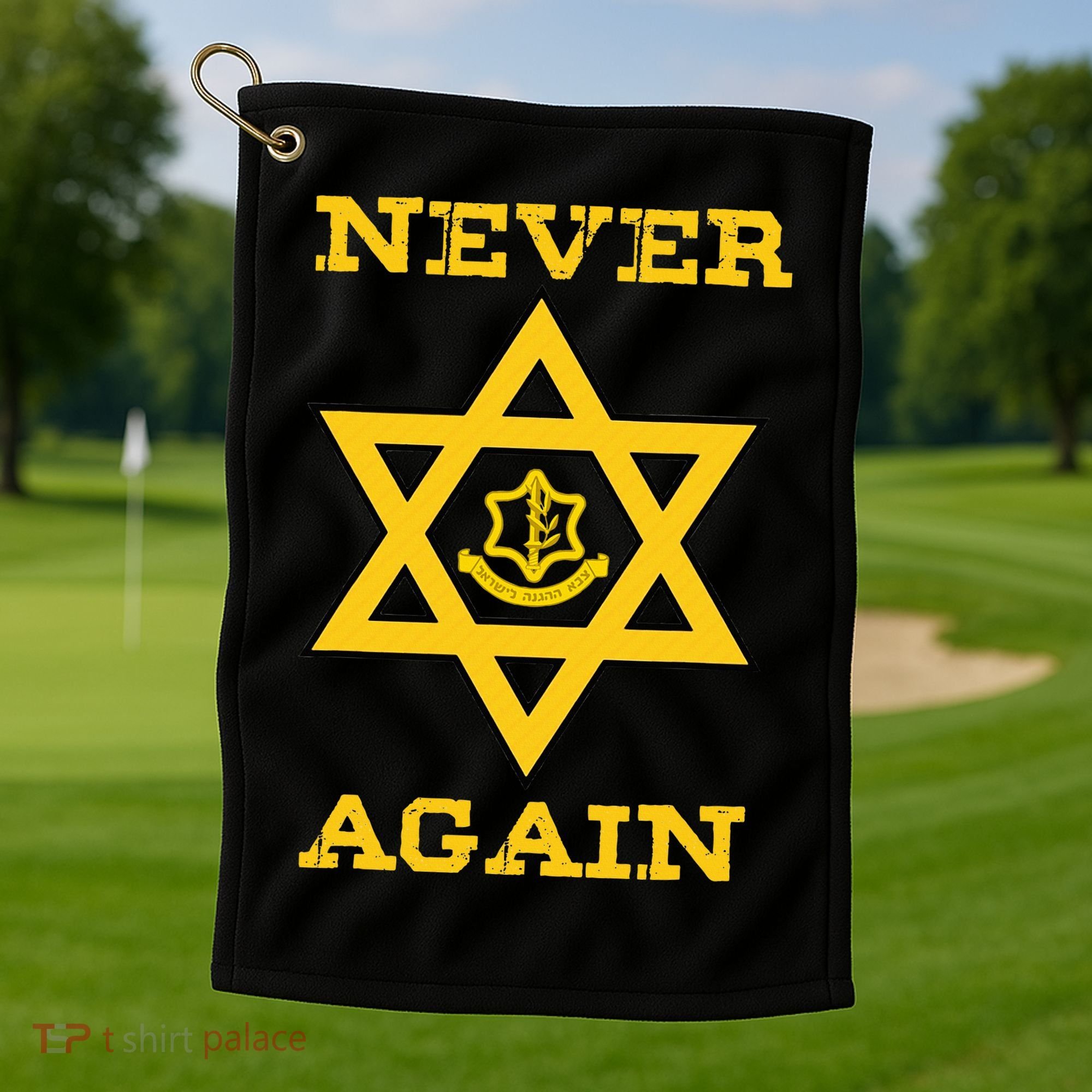 Never Again Support Israel Jewish Star Of David Idf Logo Golf Towel