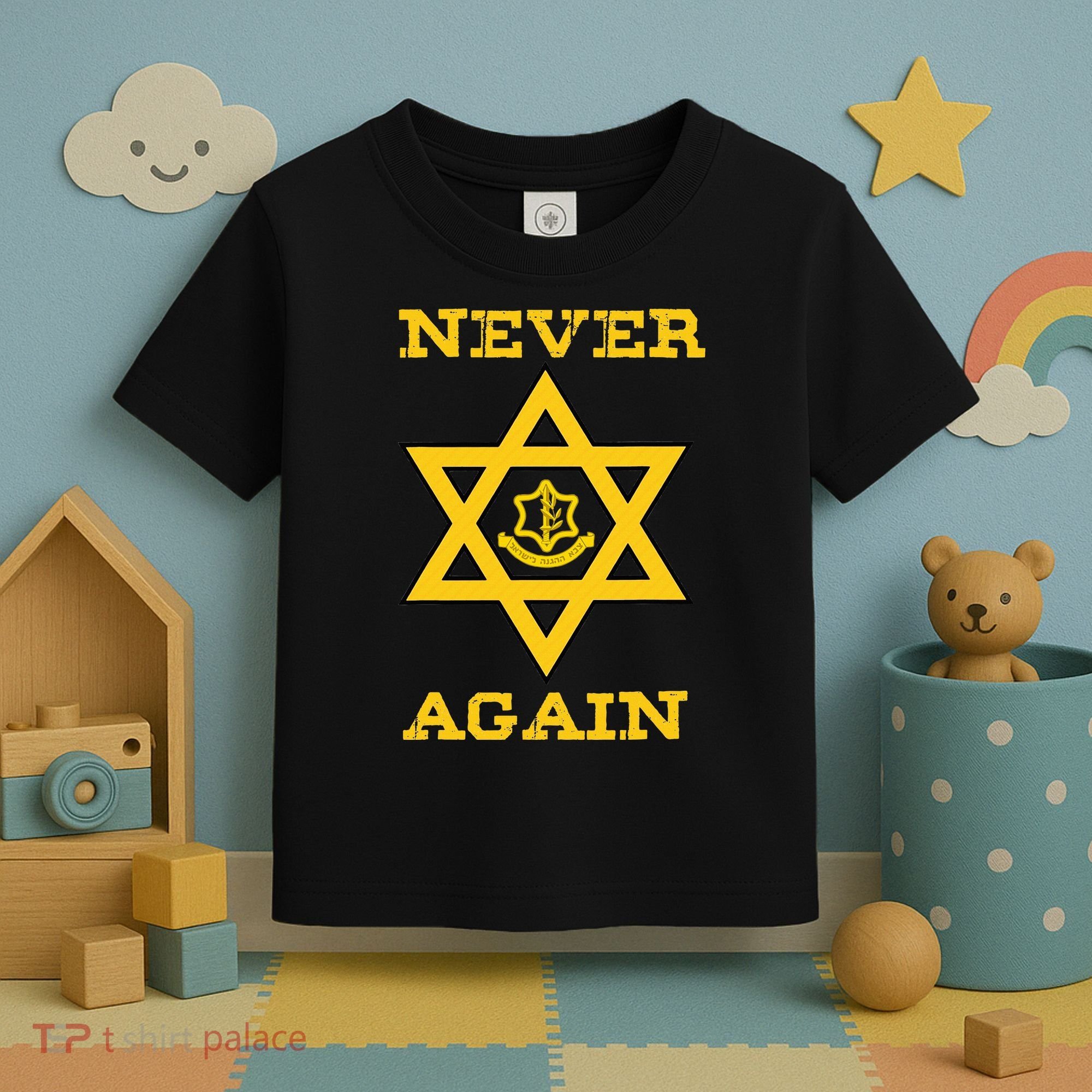 Never Again Support Israel Jewish Star Of David Idf Logo Toddler T-Shirt