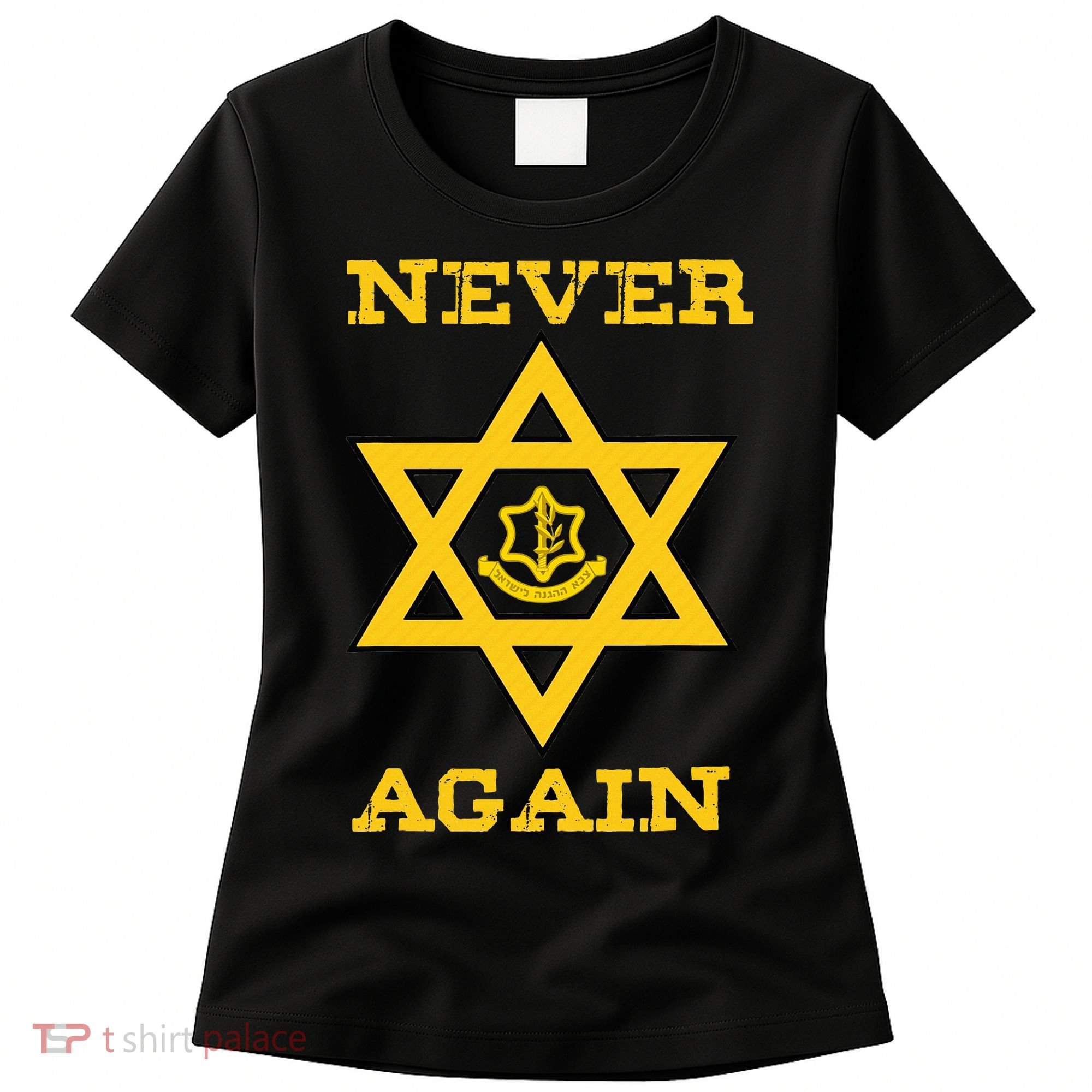 Never Again Support Israel Jewish Star Of David Idf Logo Women's T-Shirt