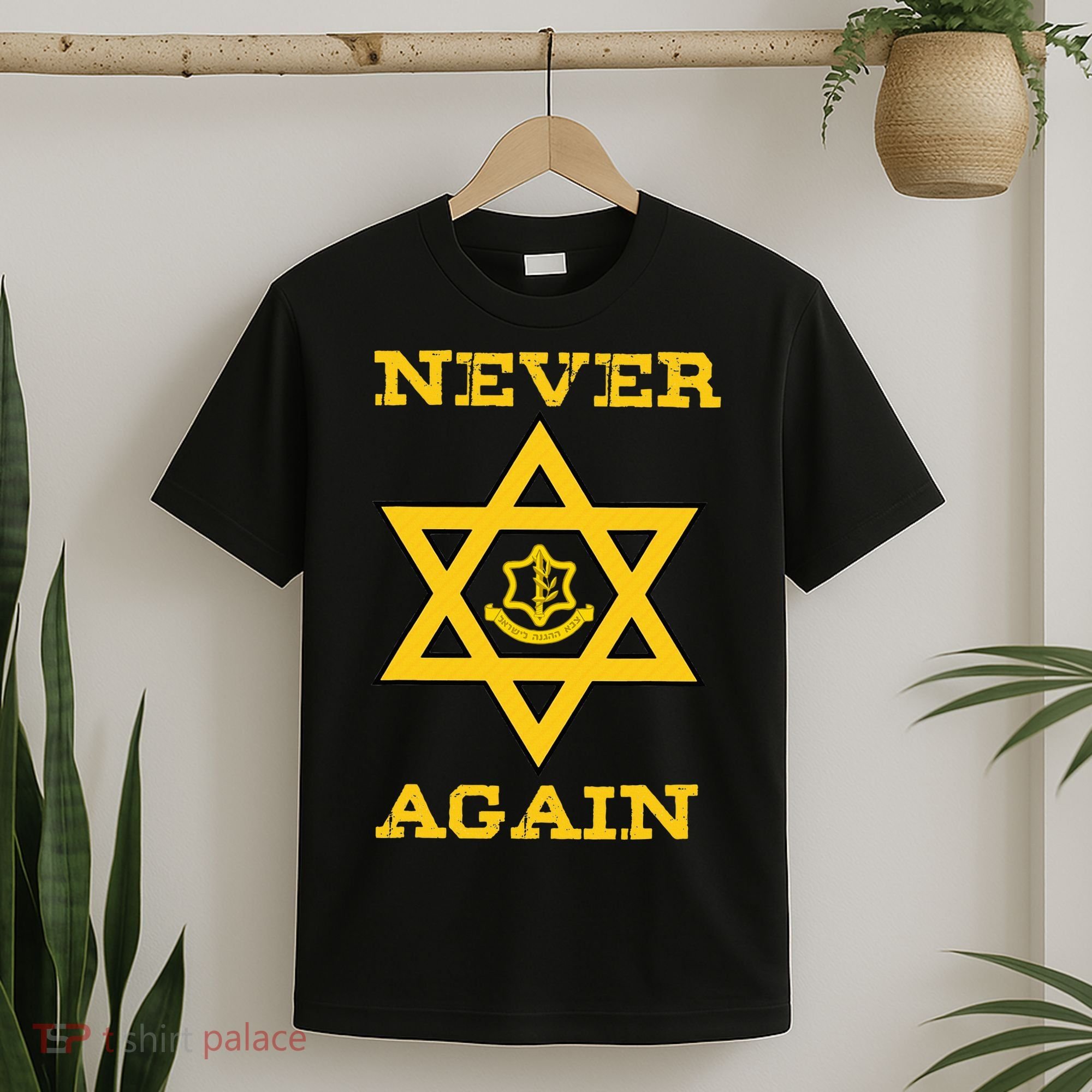 Never Again Support Israel Jewish Star Of David Idf Logo T-Shirt