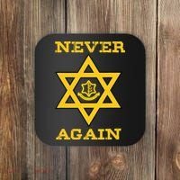 Never Again Support Israel Jewish Star Of David Idf Logo Coaster thumb 0
