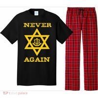 Never Again Support Israel Jewish Star Of David Idf Logo Pajama Set thumb 0