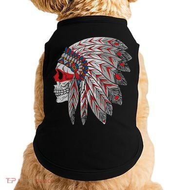 Native American Skull Feathers Doggie Tank